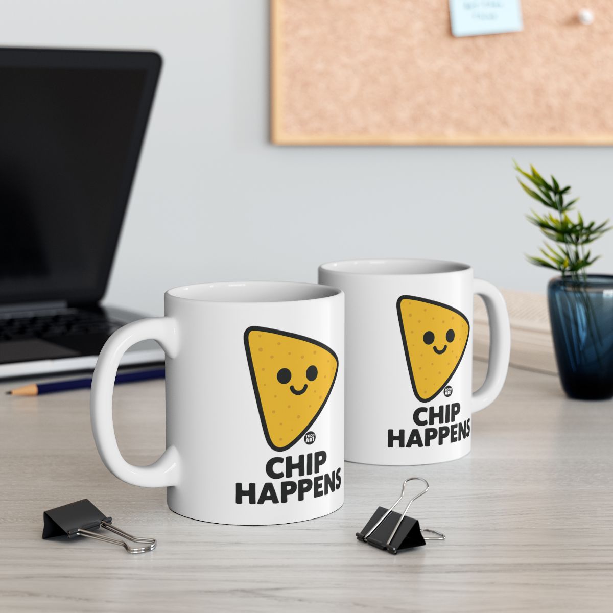 Chip Happens Smiling Chips Design Drinking Mug
