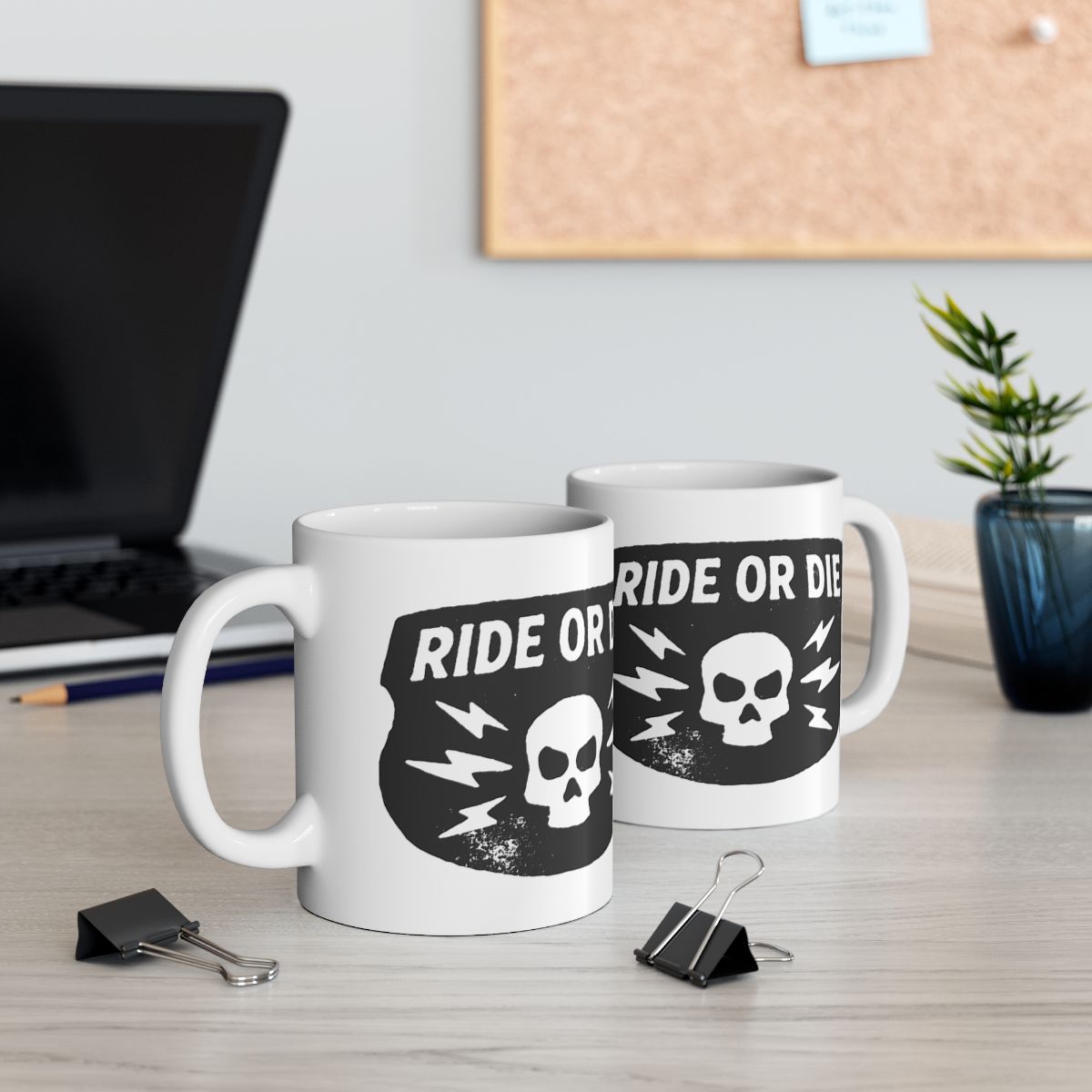 Ride or Die Skull Print Coffee Mug Set