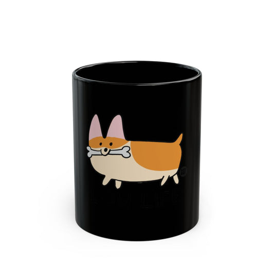 Funny Corgi Dog Design on Black Mug Product