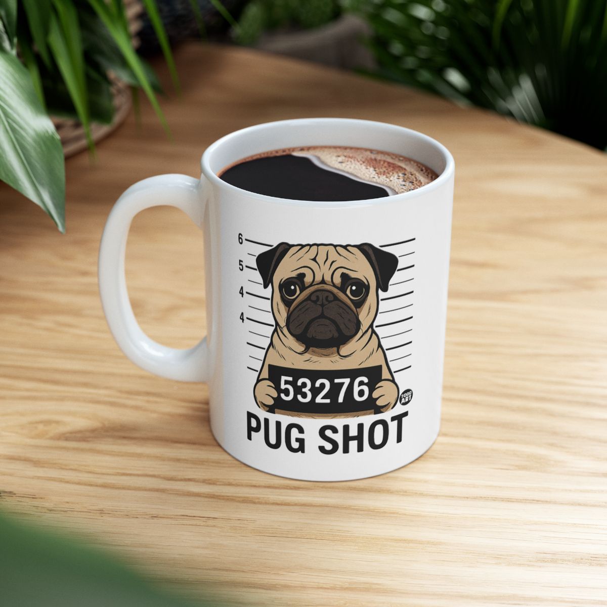 Pug Shot Mug Funny Pug Dog Mugshot Coffee Cup