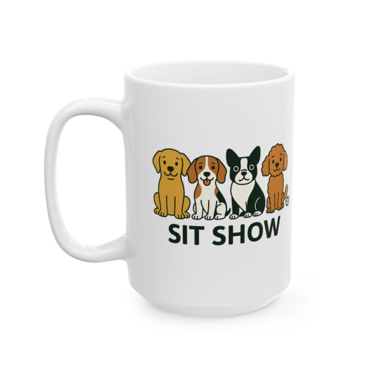 Adorable Dog Cartoon Mug with Sit Show Design