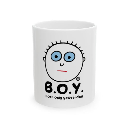 B.O.Y. Born Only Yesterday White Mug for Hot Beverages