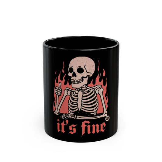 It's Fine Skeleton Design Black Mug Product
