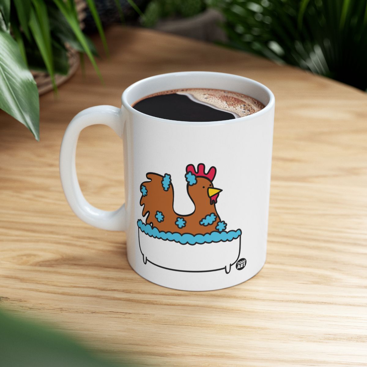 Charming Chicken Taking Bath Cartoon Design Mug