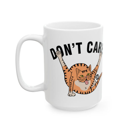 Humorous Orange Cat Don't Care Attitude Mug