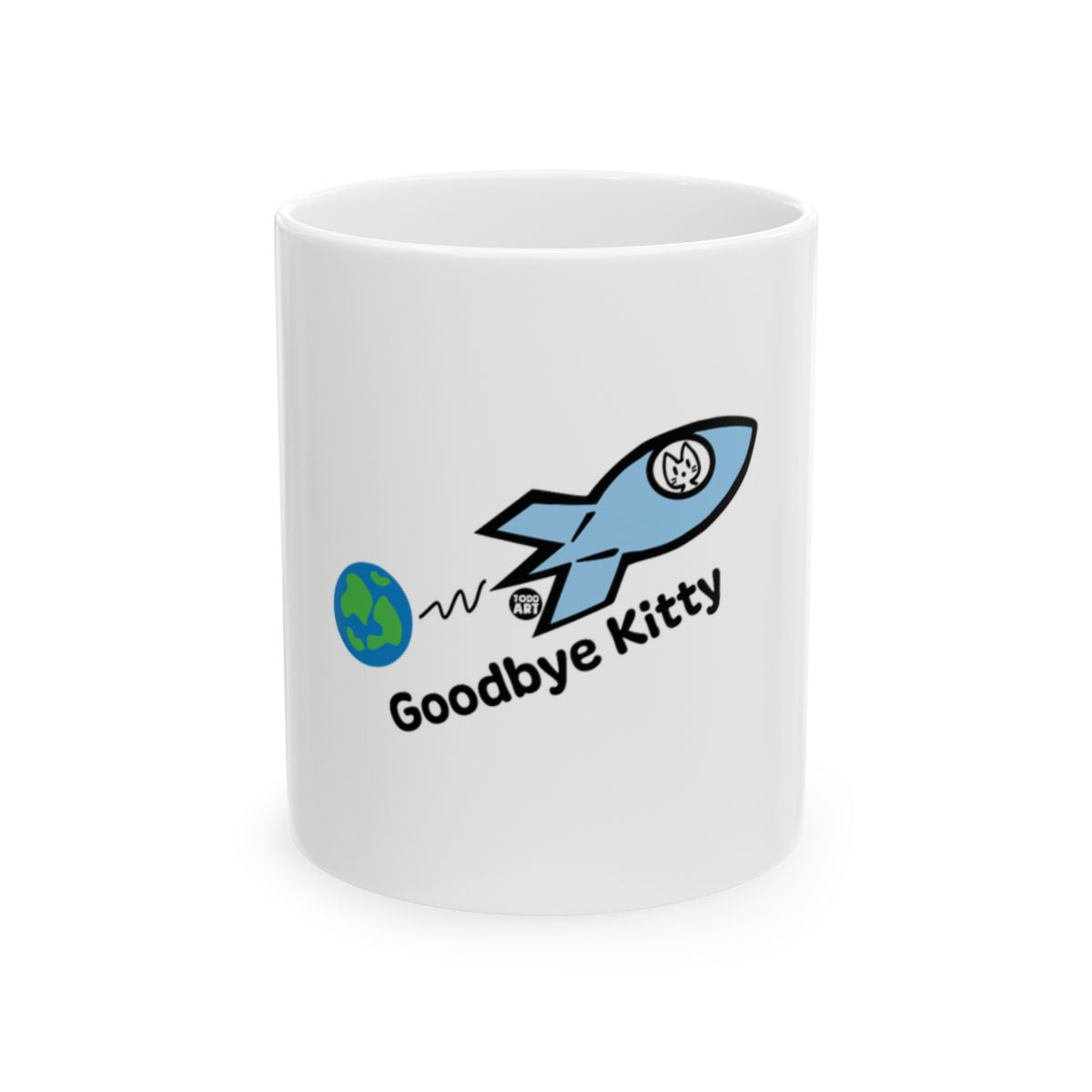 Goodbye Kitty Rocket Spaceship Design Mug