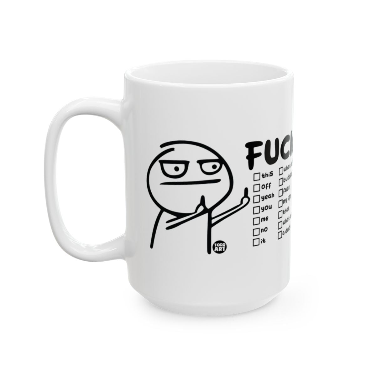 Funny Cartoon Character Profanity Checklist Mug