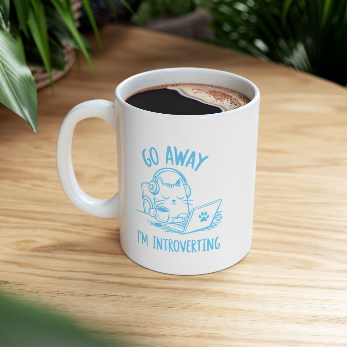 Go Away I'm Introverting Cat with Laptop Mug