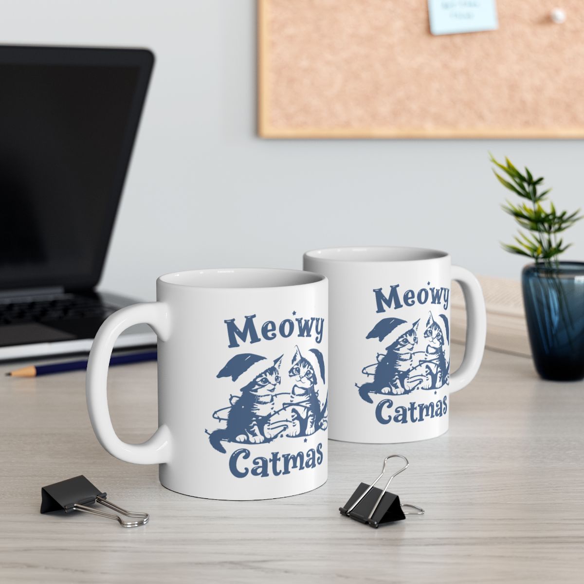 Meowy Catmas Cute Christmas Cat Design Mug Set
