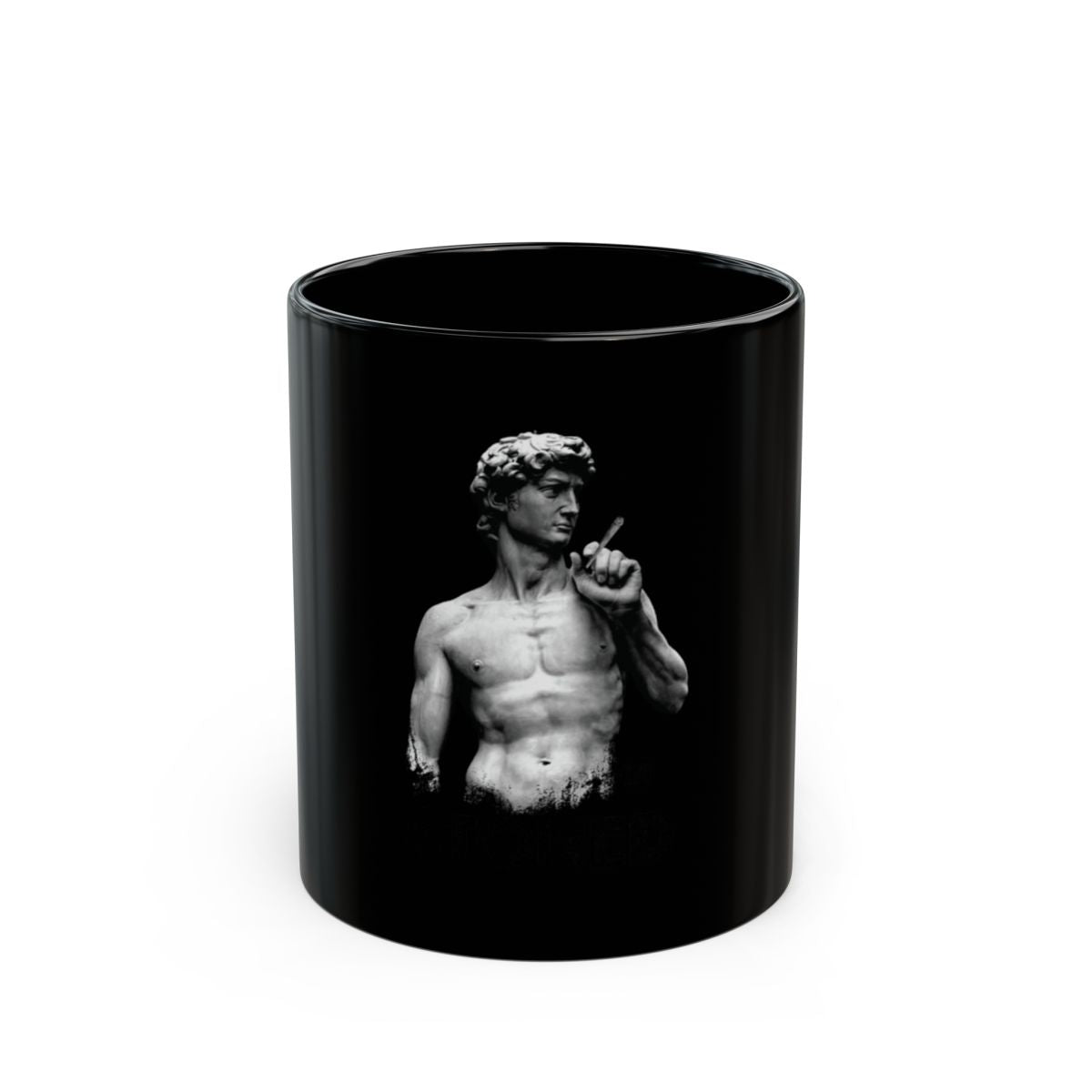 Artistic Black Mug with David Sculpture Print