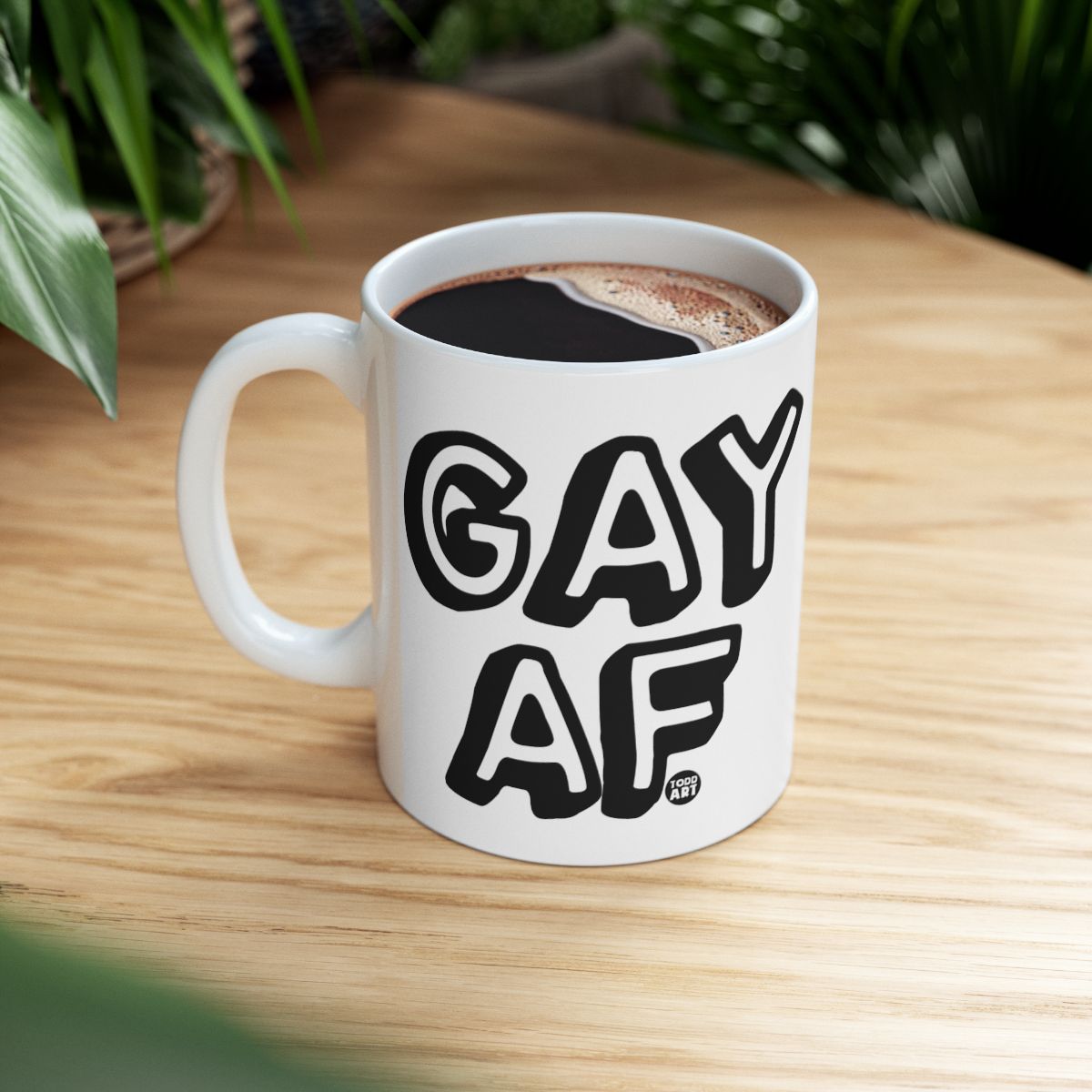 Gay AF Text White Mug Fun Coffee Tea Drinkware