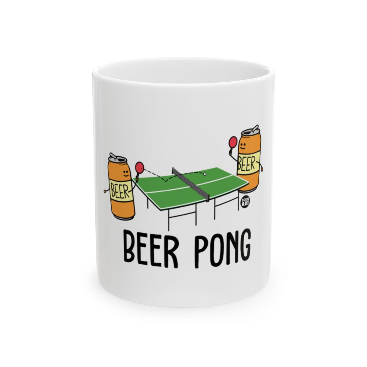 Beer Pong Cartoon Mug with Fun Beer Can Design