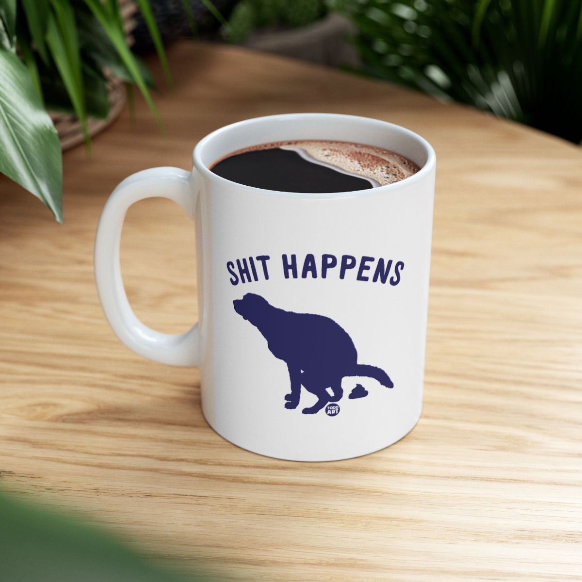 Humorous Dog Shit Happens Mug Office Gift