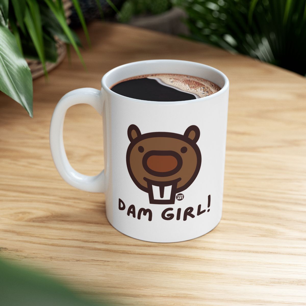Cute Dam Girl Cartoon Beaver Coffee Mug