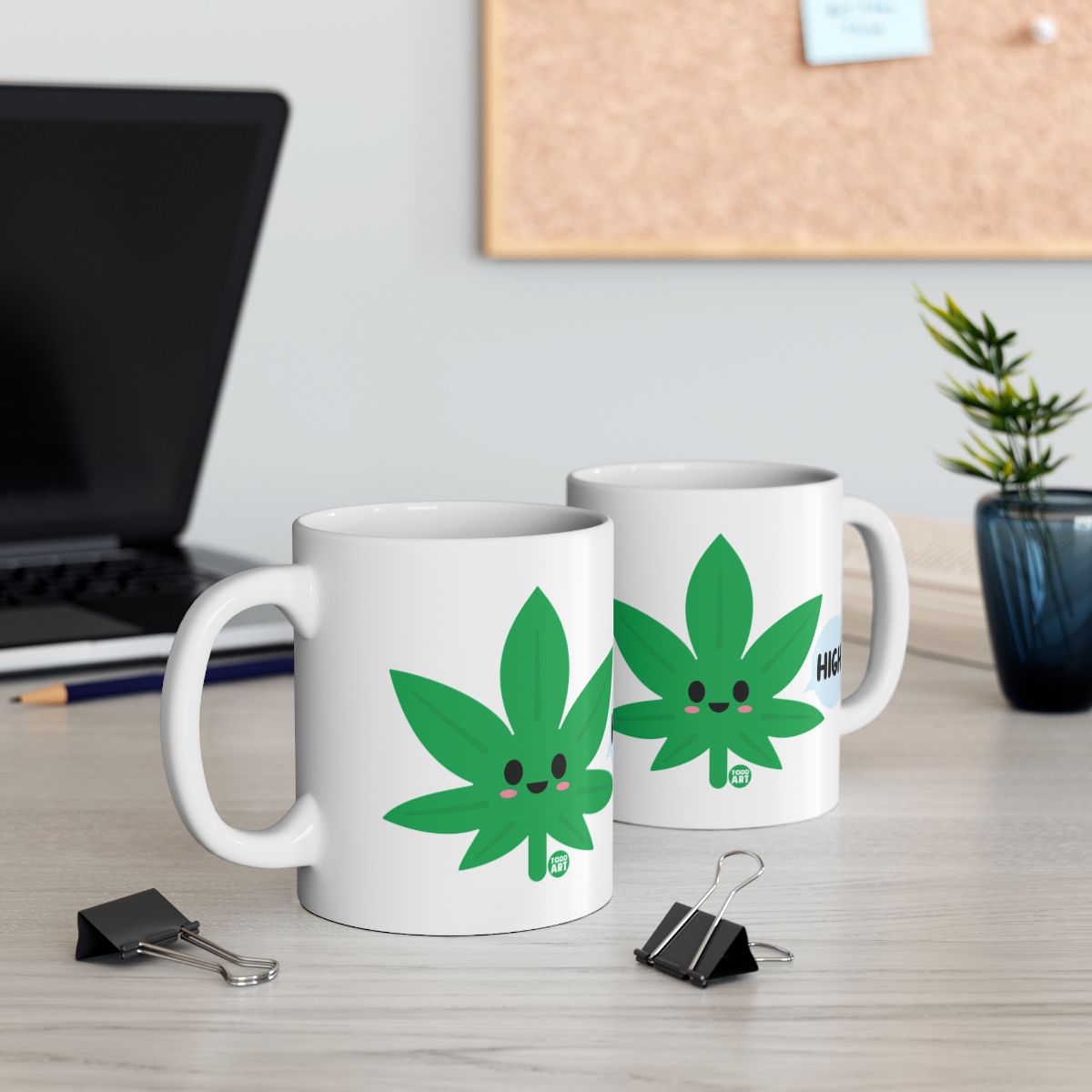 Smiling Leaf Design Coffee Mug for Tea or Coffee Lovers