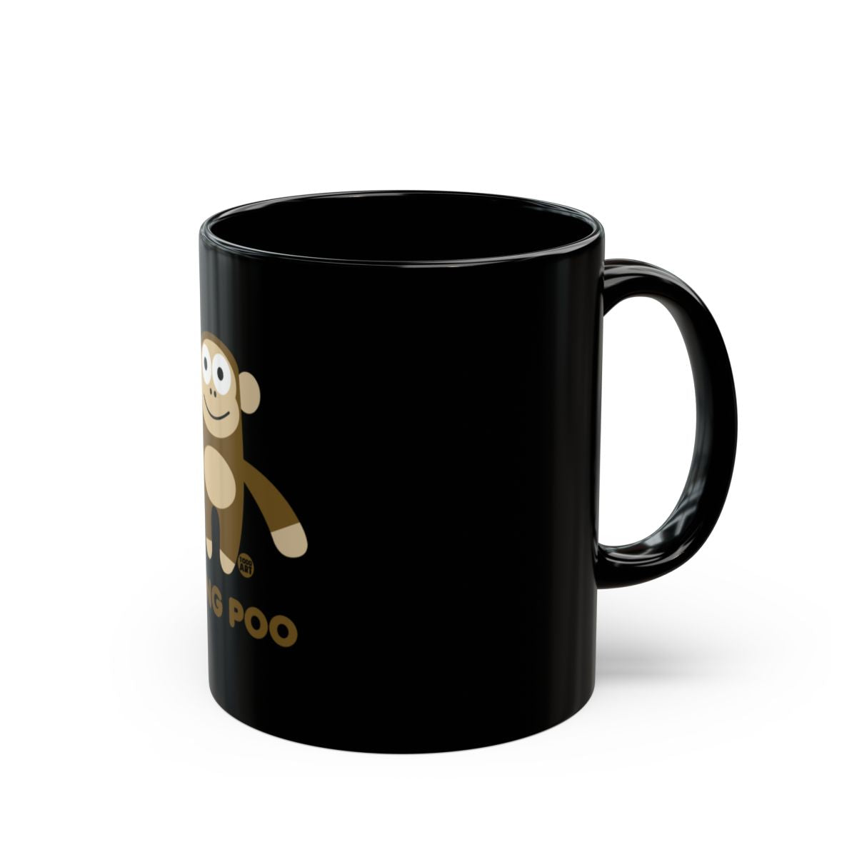 Funny Monkey Hugging Poo Design on Black Coffee Mug