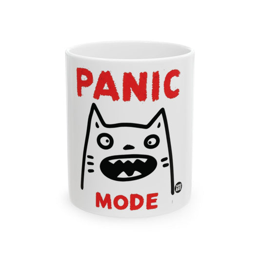 Panic Mode Cat Design White Mug Product