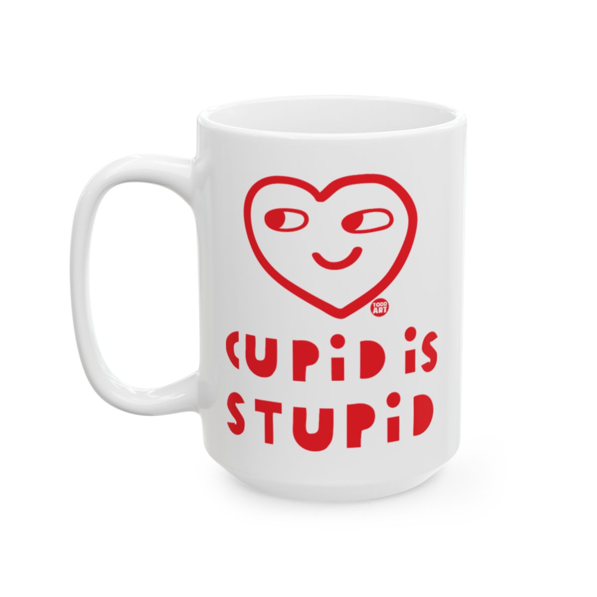 Cupid Is Stupid Heart Face Mug Product