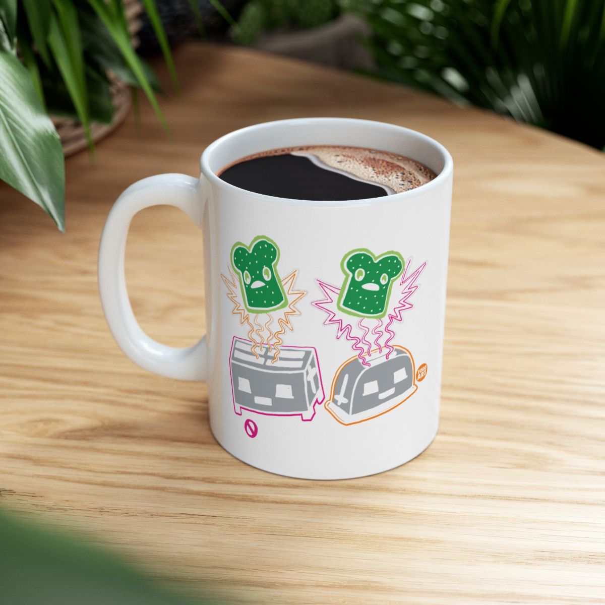 Fun Cartoon Toaster and Toast Characters Mug