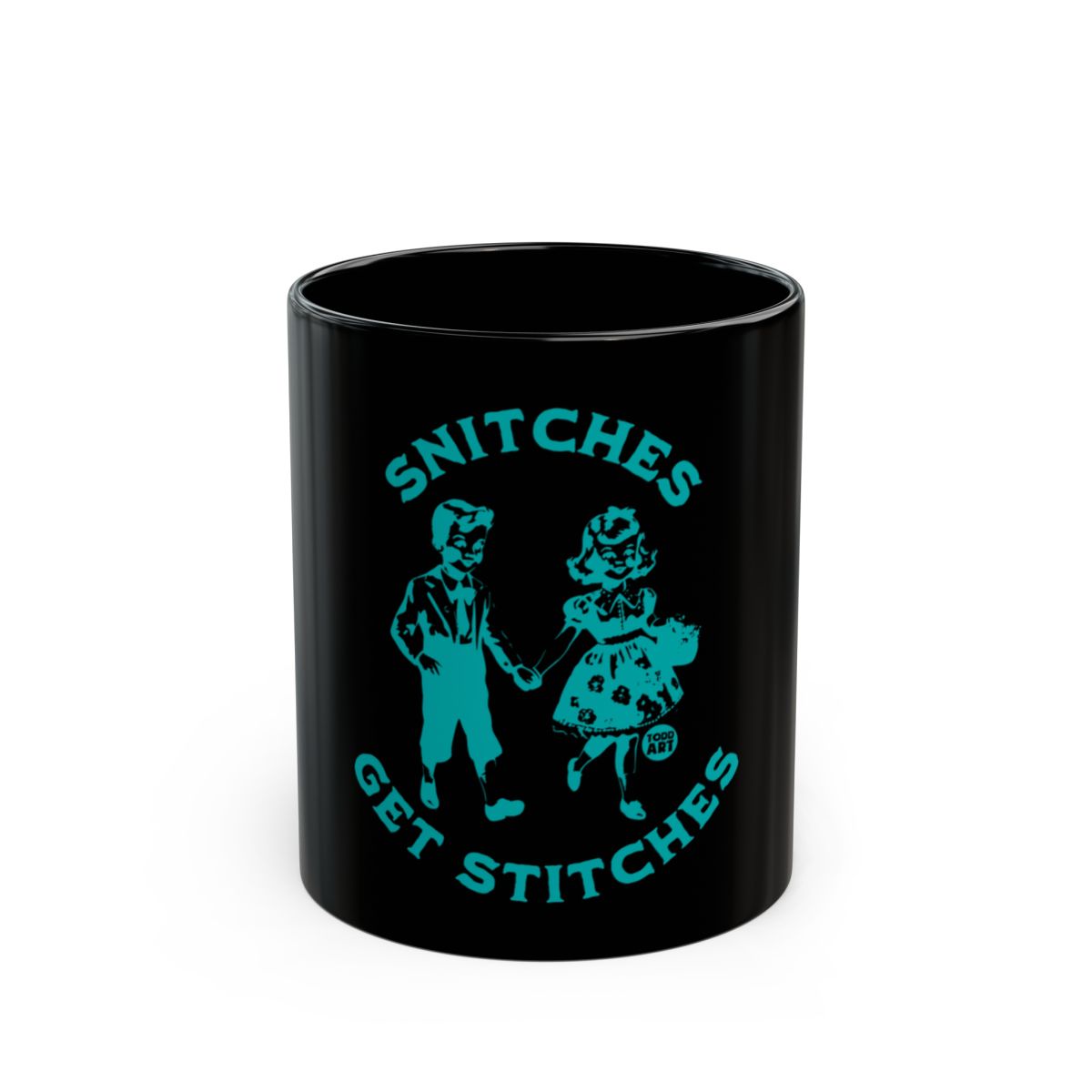 Snitches Get Stitches Black Ceramic Mug