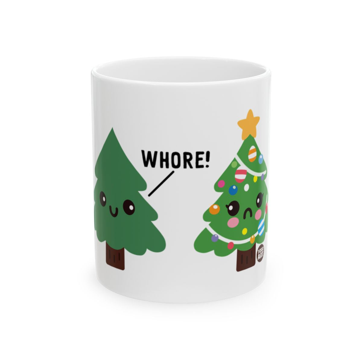 Funny Christmas Trees Christmas Mug with Naughty Humor