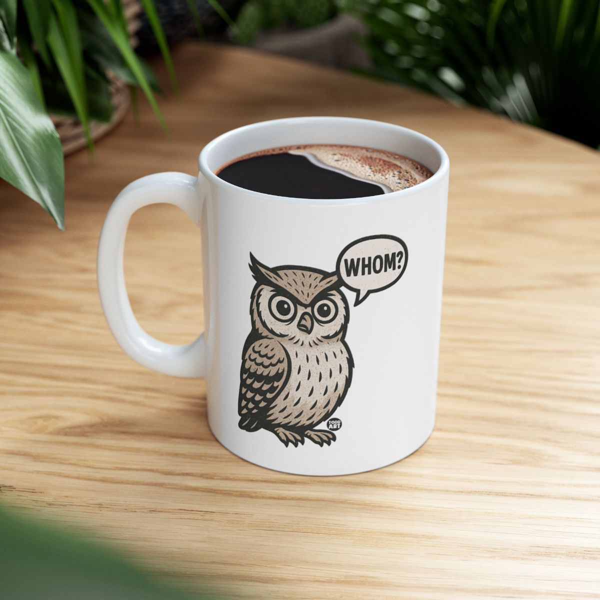 Whom Owl with Speech Bubble Coffee Mug Product