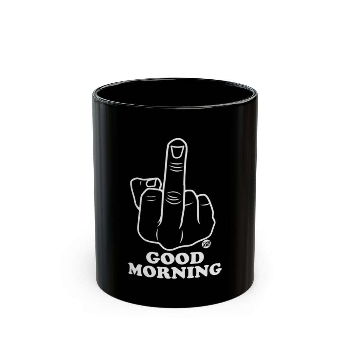 Black Mug with Good Morning Design