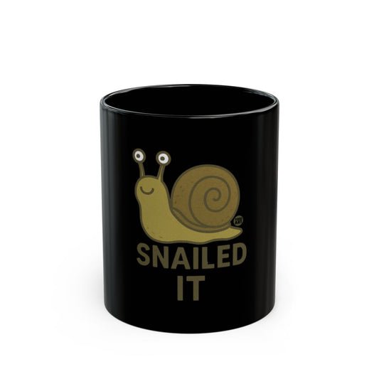 Snail Snailed It Funny Pun Snail Art Black Mug