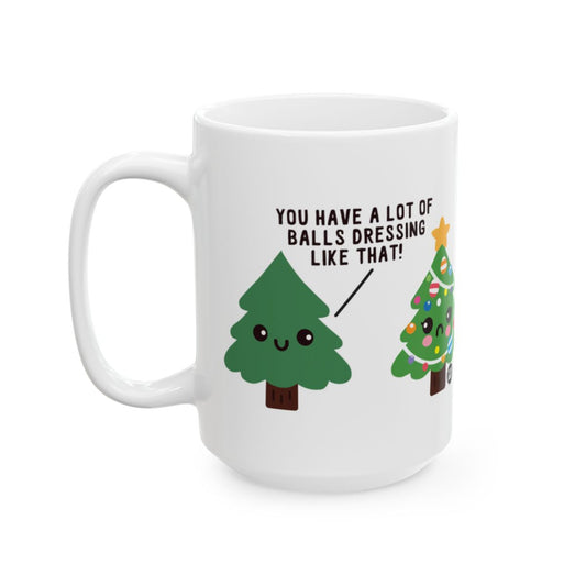 Funny Christmas Tree Cartoon Mug for Holiday Cheer