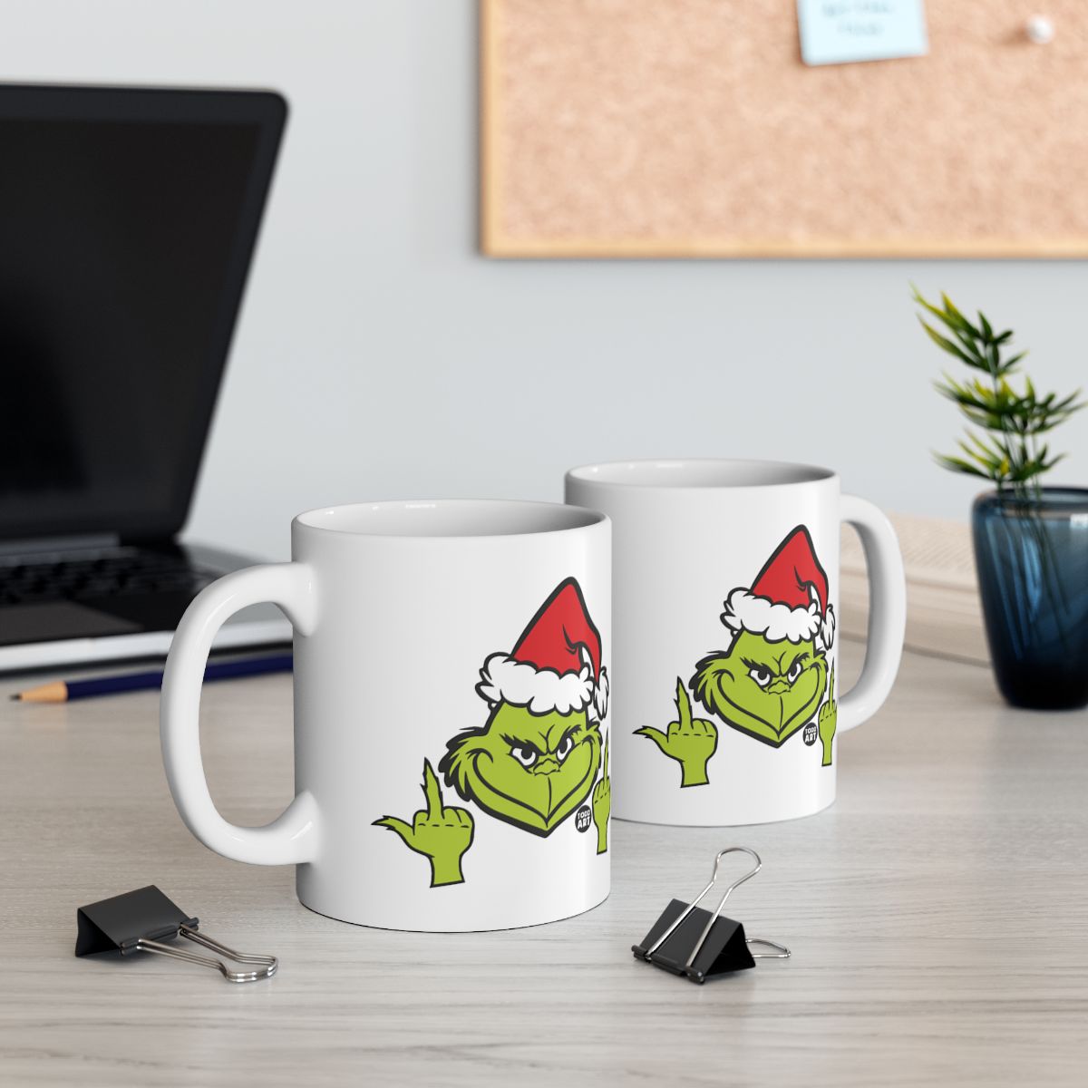 Grinch Santa Middle Finger Holiday Mug for Christmas