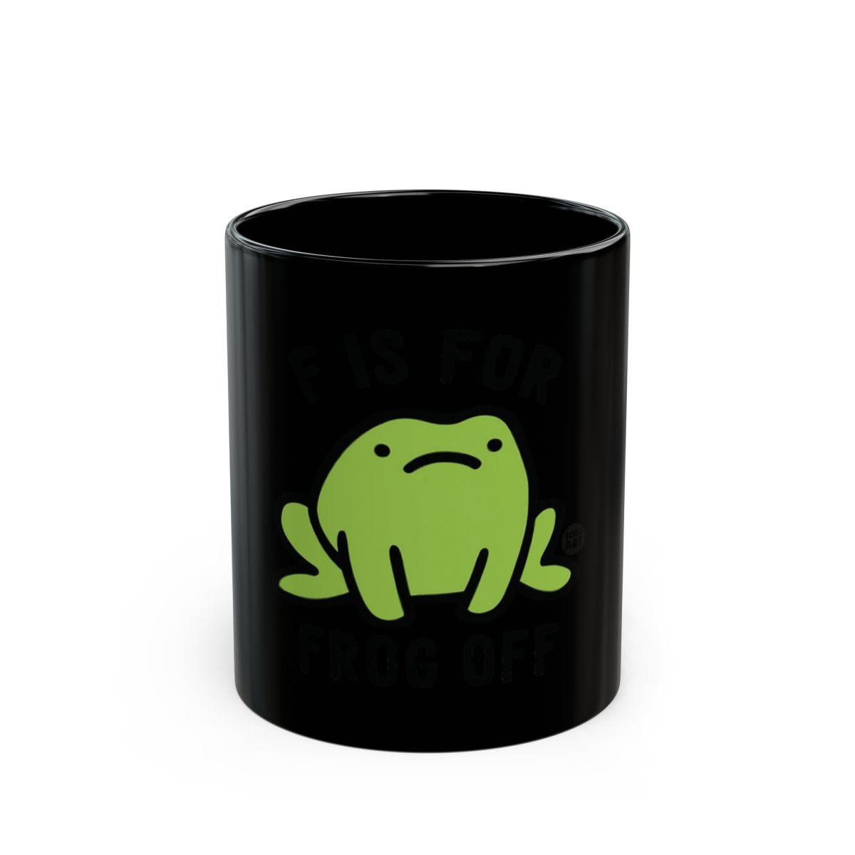 F is for Frog Off with Cute Green Frog Graphic Mug