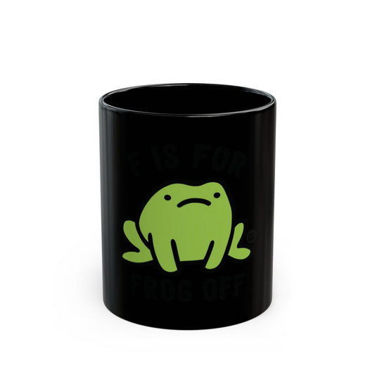 F is for Frog Off with Cute Green Frog Graphic Mug