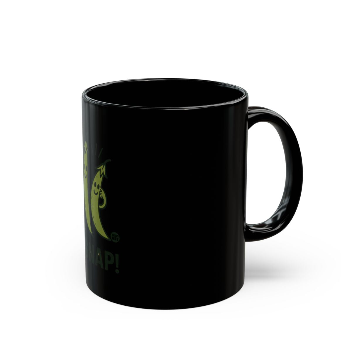 Fun Black Coffee Mug with Cute Yellow Character Artwork