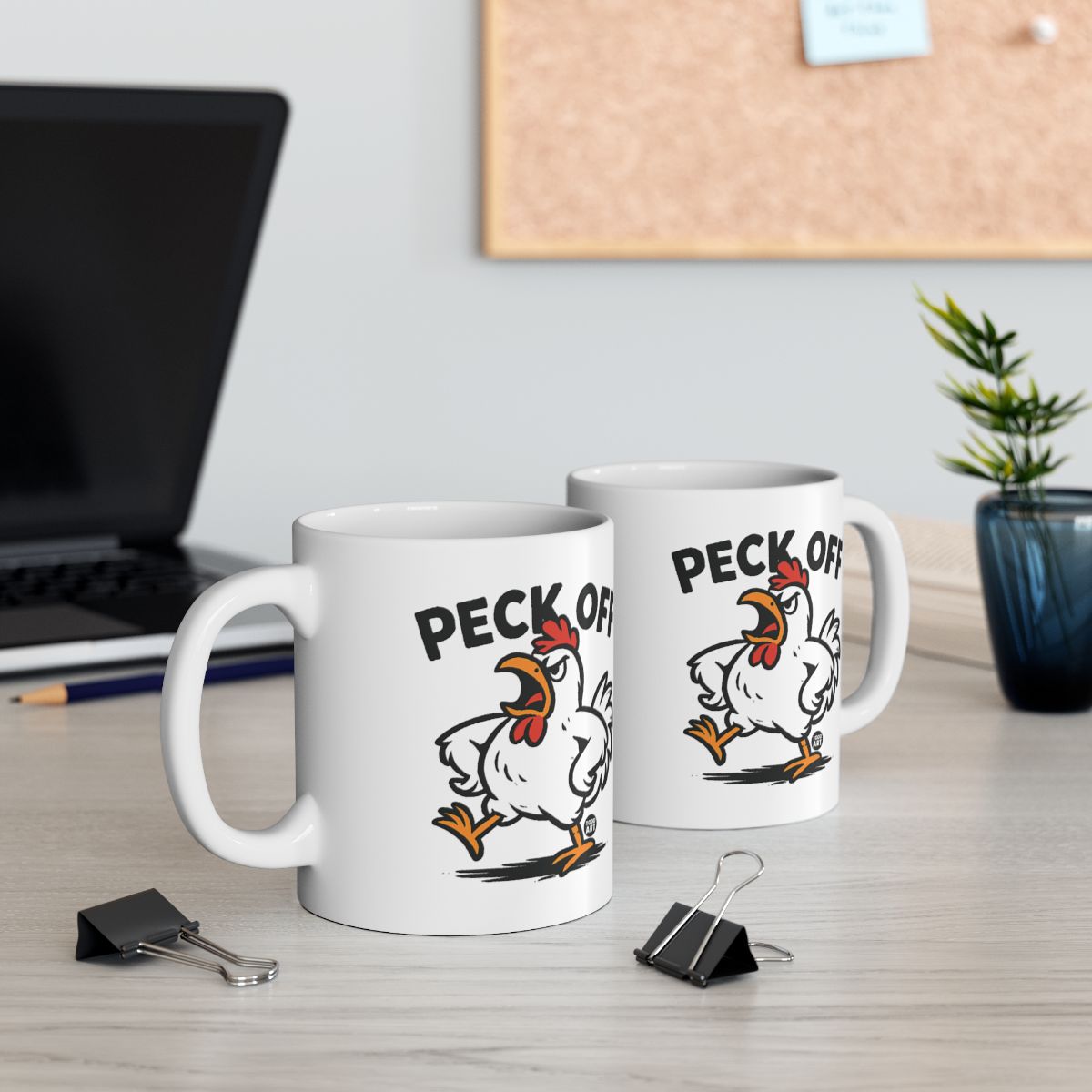 Funny Chicken Peck Off Coffee Mug for Office Humor
