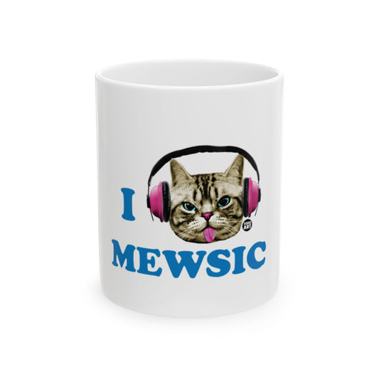 I Mewsic Cat with Headphones Funny Mug