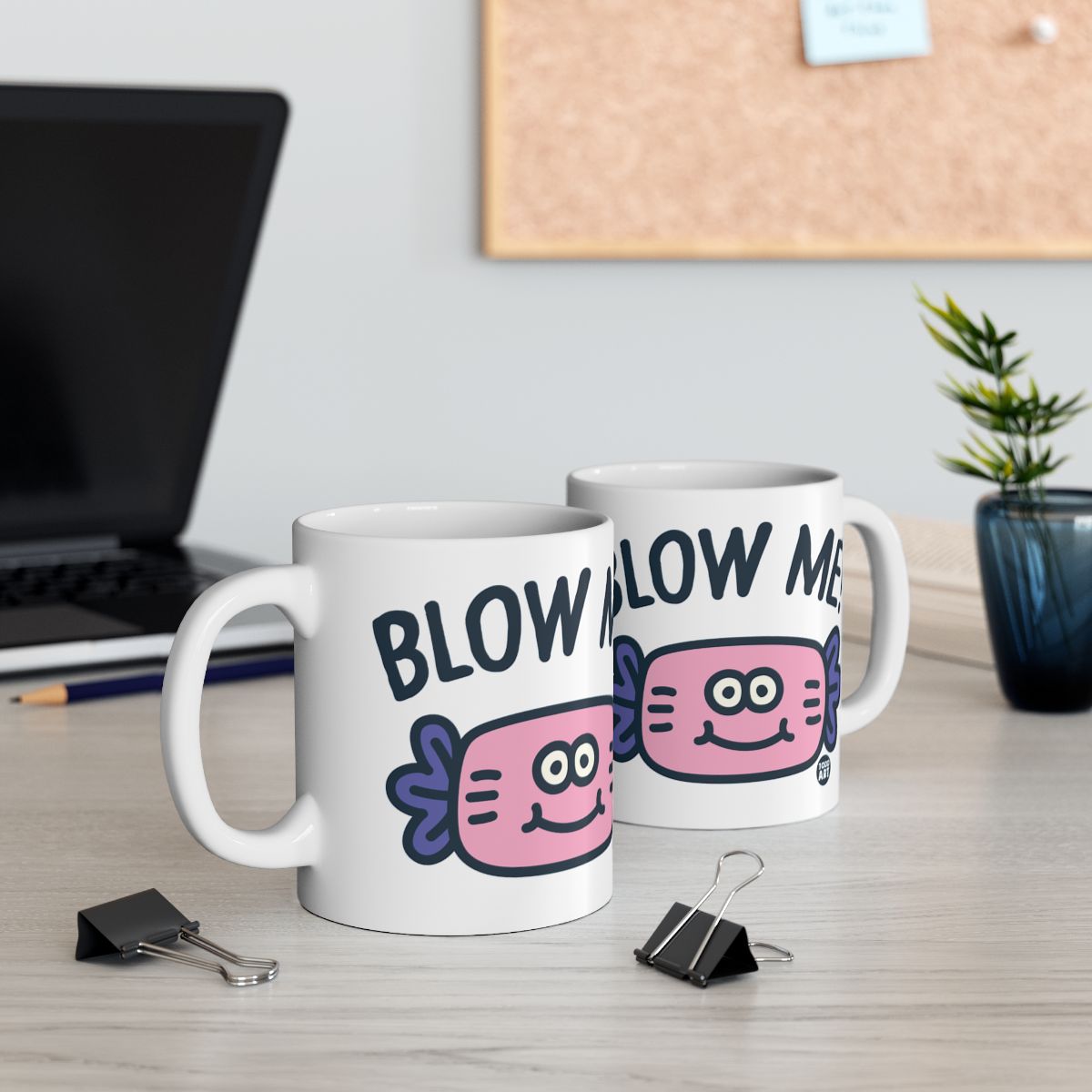 Blow Me Cartoon Fish Graphic Fun White Mug Product