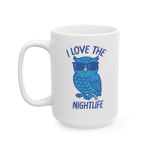I Love the Nightlife Blue Owl Design Mug