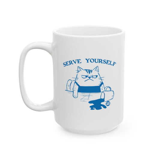 Serve Yourself Cat with Caffeine Design Mug