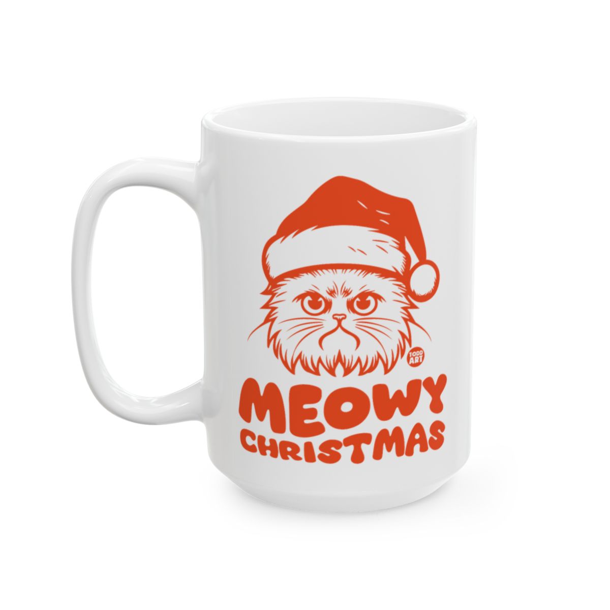 Meowy Christmas Cute Cat Wearing Santa Hat Mug
