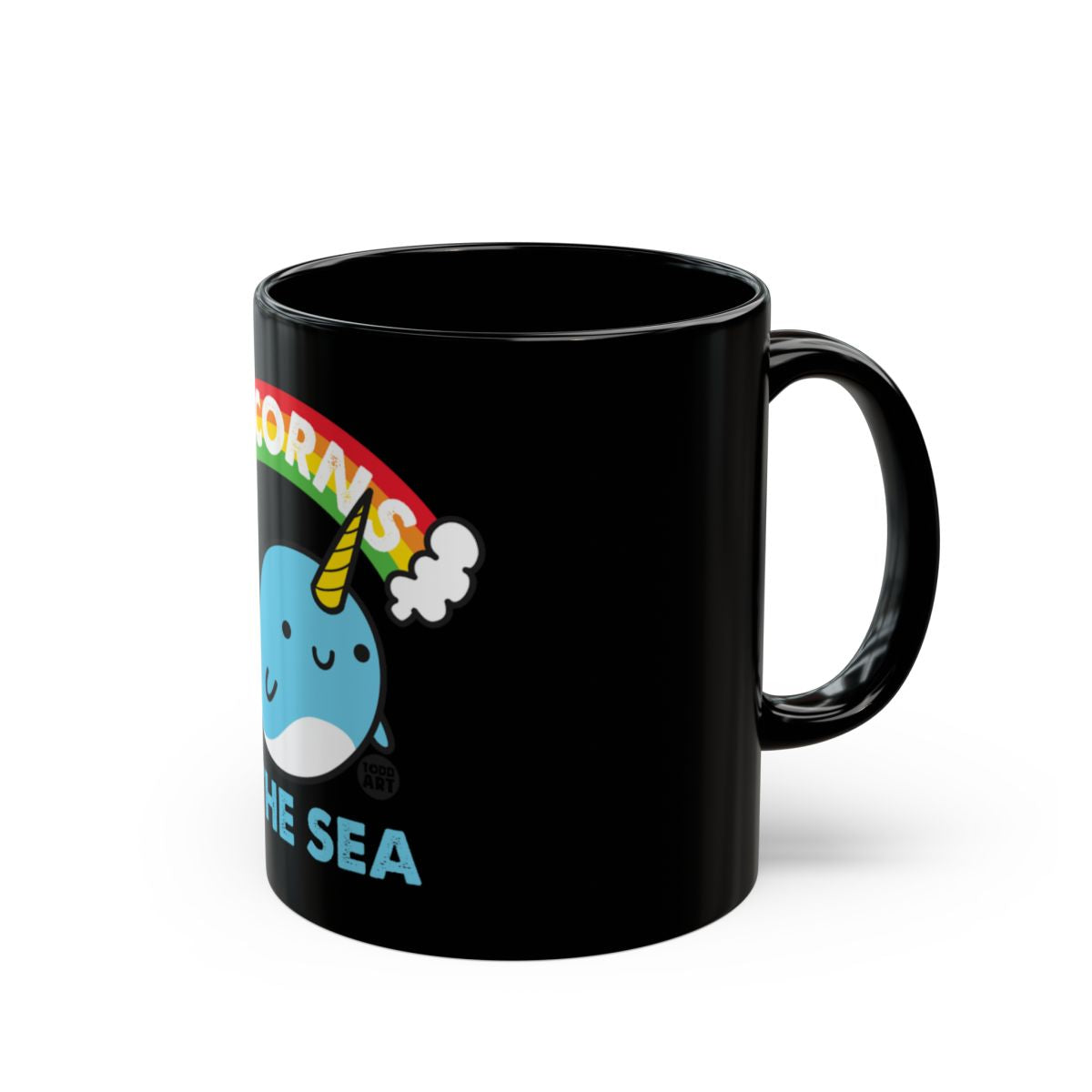 Narwhal Unicorns of the Sea Graphic Black Mug
