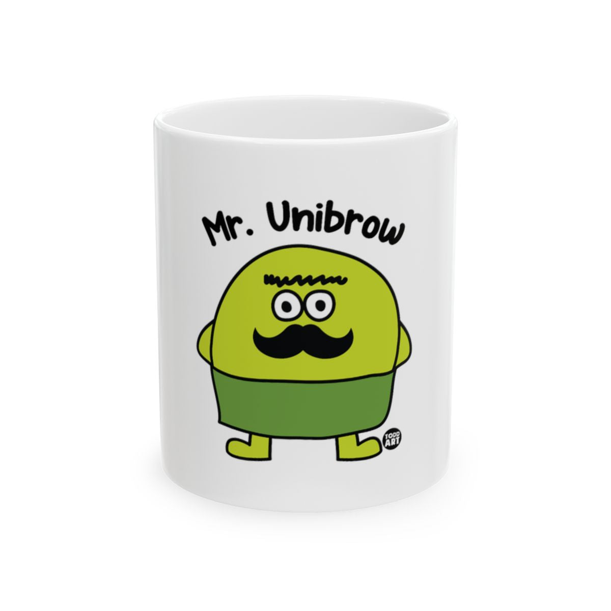Mr. Unibrow character with mustache illustration mug