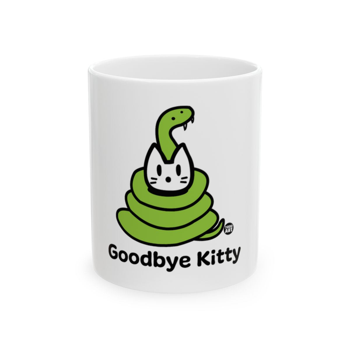 Goodbye Kitty Snake Design White Mug for Coffee Tea
