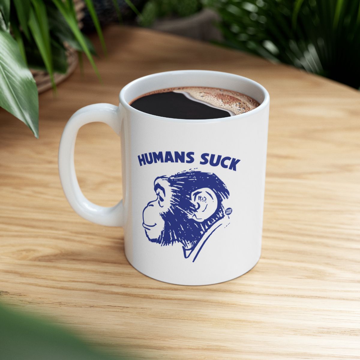 Humorous Coffee Mug with Sarcastic Monkey Design