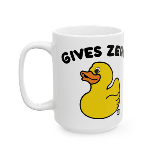 Gives Zero Ducks Funny Cute Yellow Rubber Duck Mug