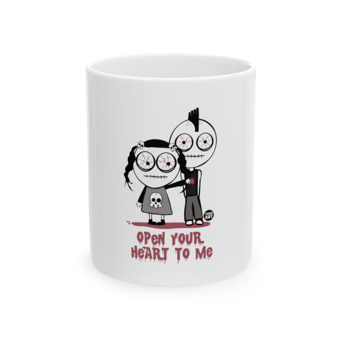 Open Your Heart To Me Cute Cartoon Couple Mug