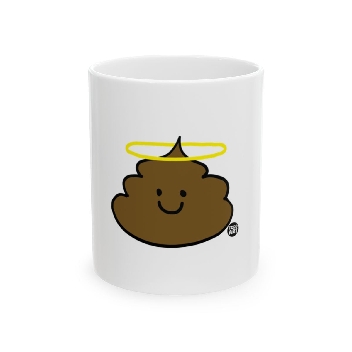 Cute Poop Emoji with Halo Print White Coffee Mug