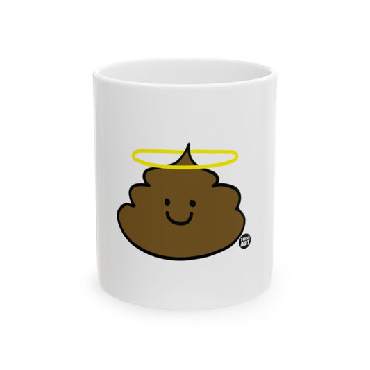 Cute Poop Emoji with Halo Print White Coffee Mug
