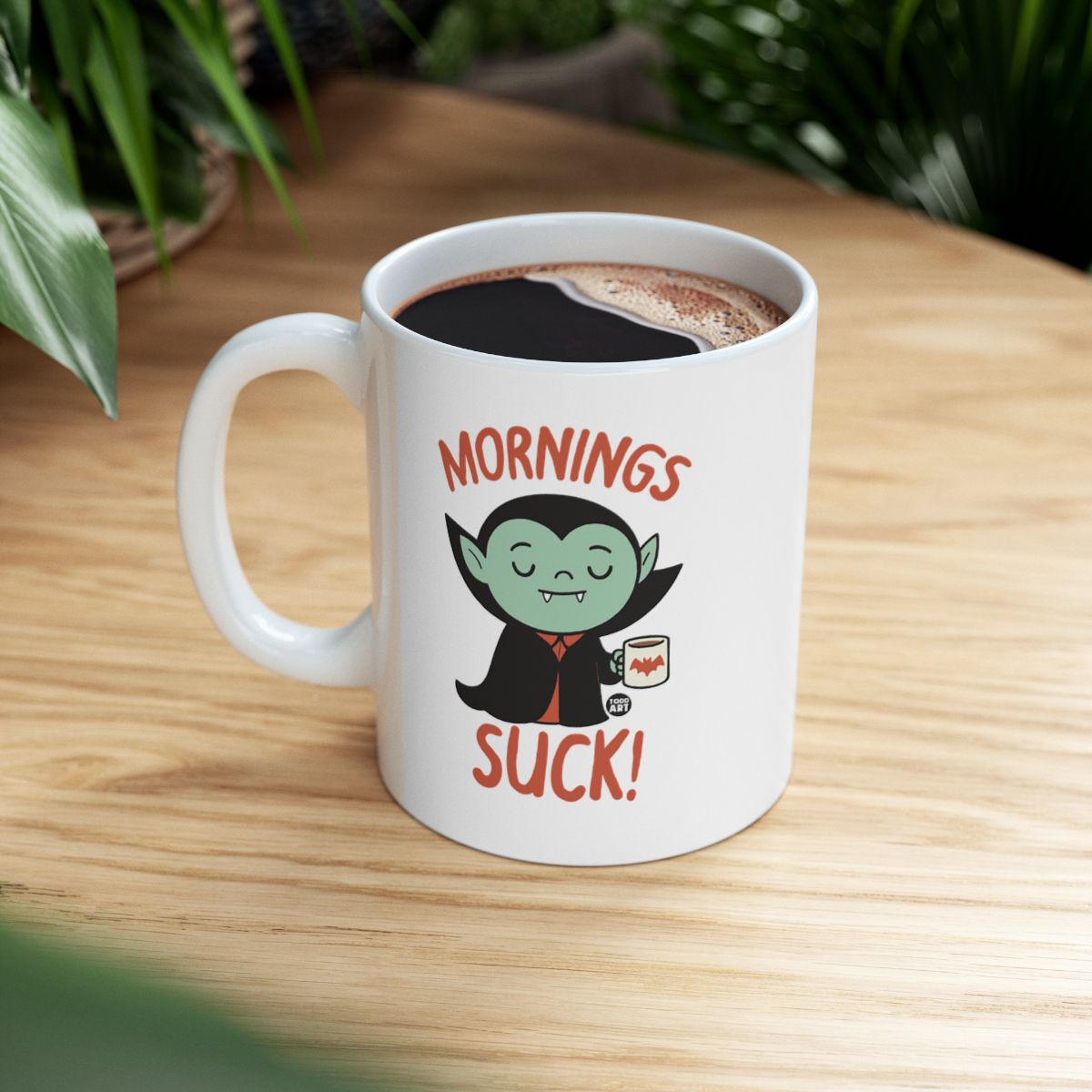 Mornings Suck Vampire Coffee Mug Fun Gift Idea