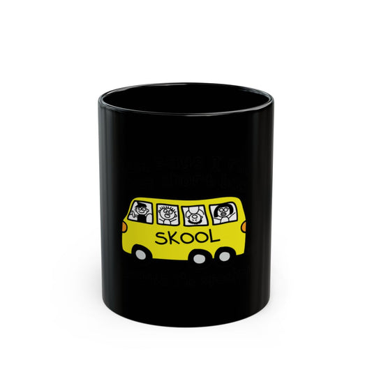 Funny School Bus Design Black Coffee Mug