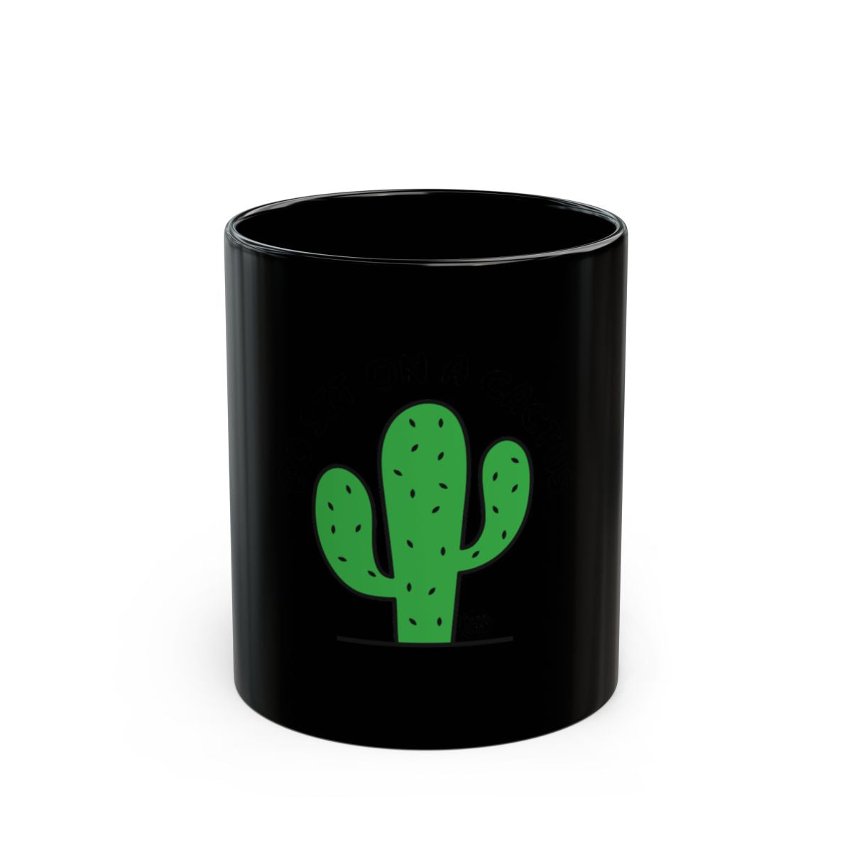 Cute Cactus Printed Black Mug For Coffee Lovers